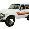 White Toyota Land Cruiser with awesome retro stripes